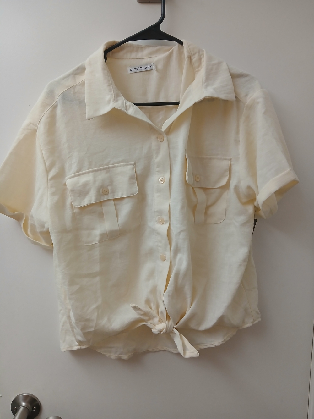 Dictionary Butter Yellow Short Sleeve Button Front Shirt